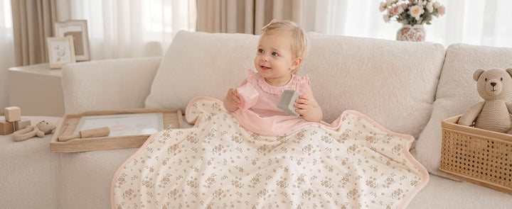 Konssy Floral & Quilted Baby Blanket for Girls, 33.5 x 45 in - product details 7
