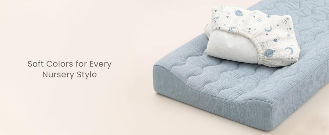 Konssy 2 Pack Quilted Muslin Changing Pad Cover, Waterproof Layer 32" x 16" - product details 4