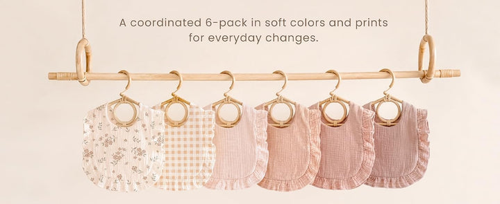 Konssy 6-Pack Muslin Baby Girl Bibs, 100% Soft Cotton Absorbent Drool Bibs - product details 2