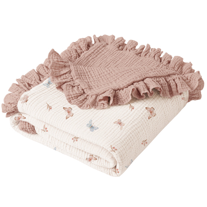 Konssy Flounce Muslin Baby Blankets, Cotton Crib Blanket for Baby Infant Toddler, Super Soft and Lightweight Nursery Blankets 40"x36"