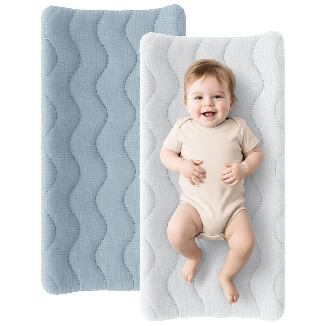 Konssy Waterproof Muslin Changing Pad Cover 2 Pack