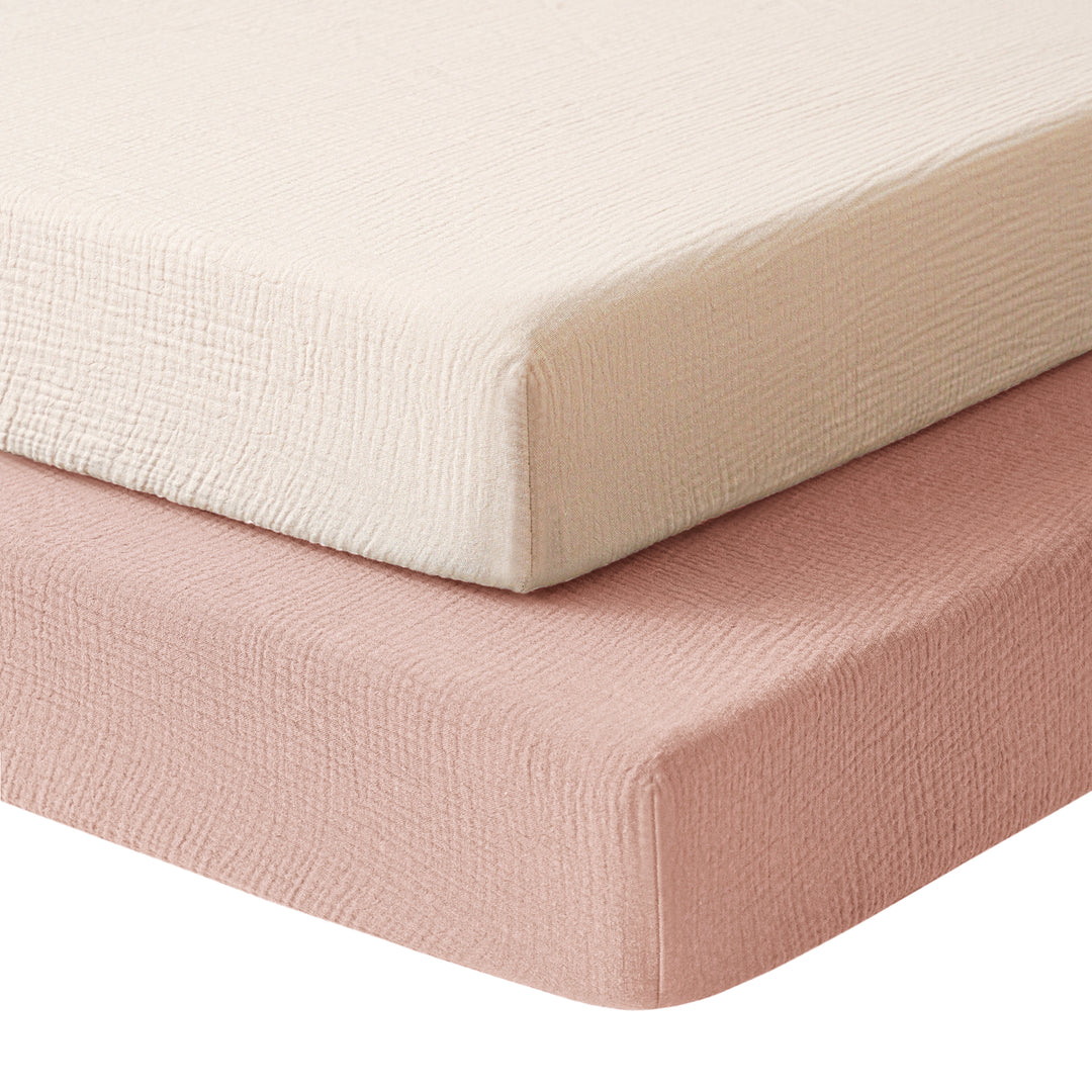 Konssy Muslin Crib Sheets for Girl Boy, 2 PCS Soft and Breathable Cotton Baby Sheets for Standard Crib Mattress, 38"x 24"