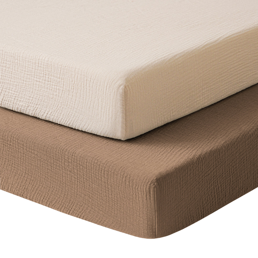 Konssy Muslin Crib Sheets for Girl Boy, 2 PCS Soft and Breathable Cotton Baby Sheets for Standard Crib Mattress, 38"x 24"