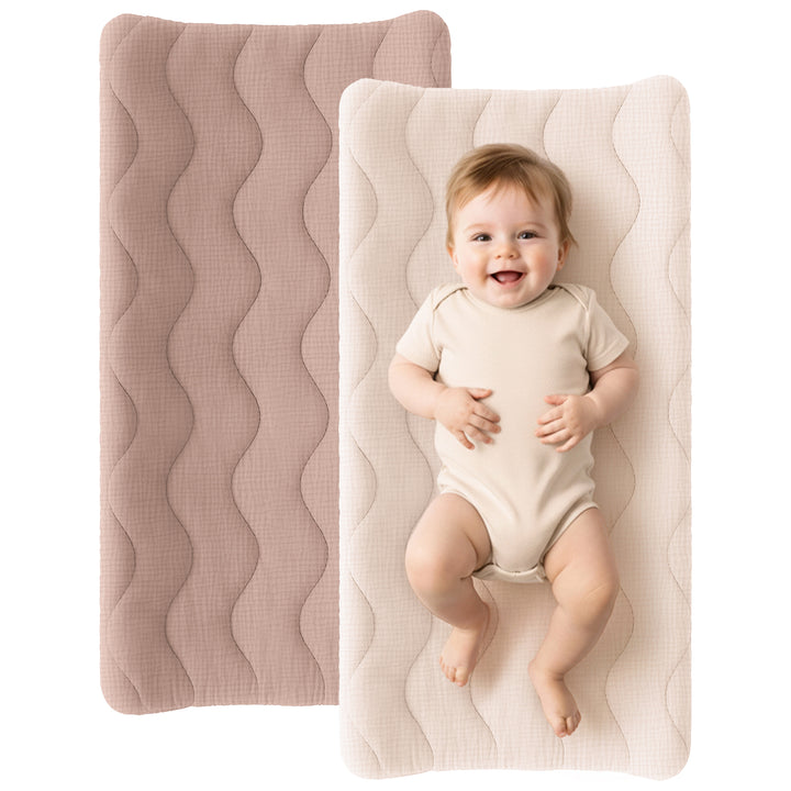 Konssy Waterproof Muslin Changing Pad Cover 2 Pack