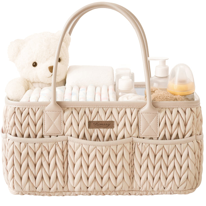 Konssy Braided Quilted Diaper Caddy Organizer
