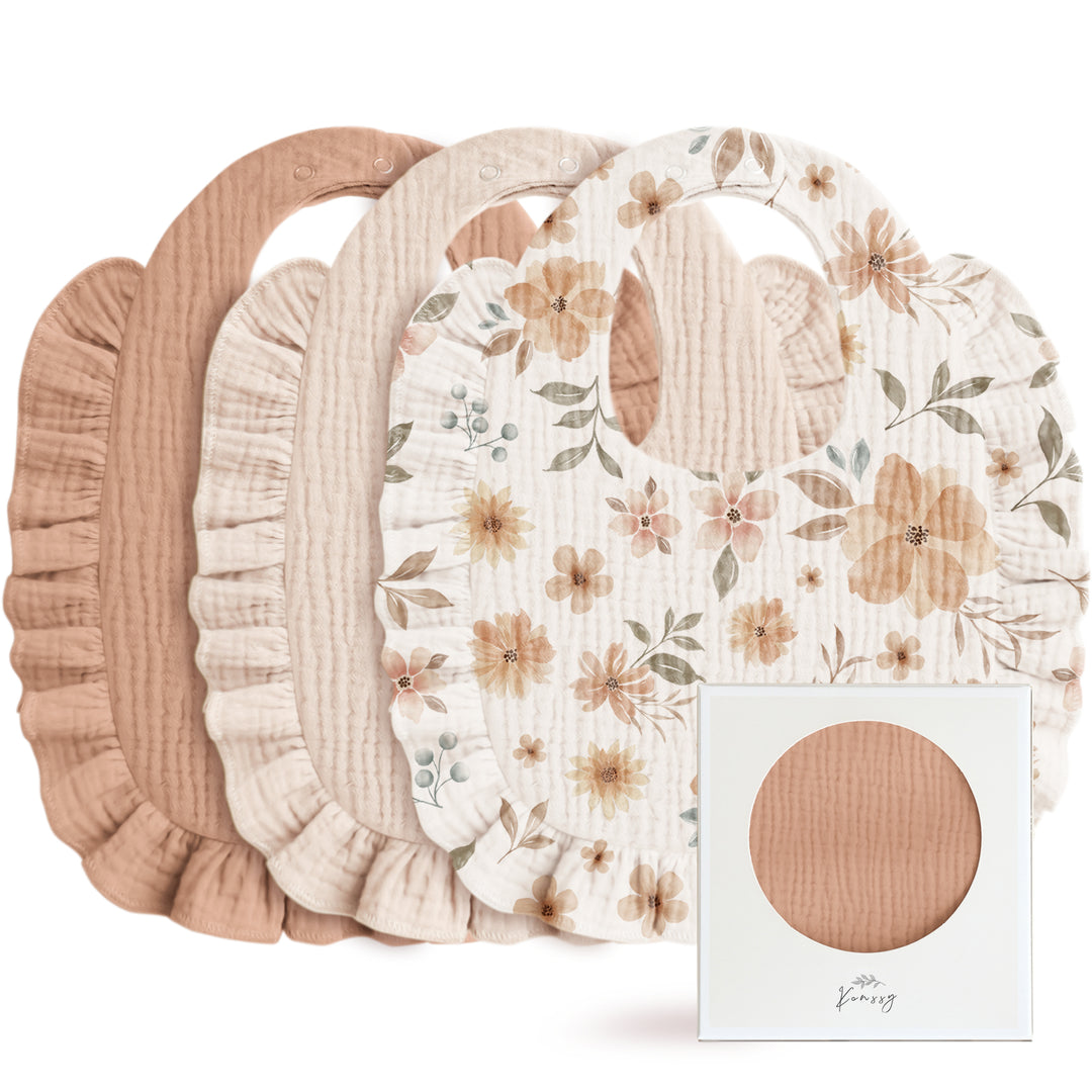 Konssy Muslin Baby Bibs for Girls – Soft 100% Cotton Drool Bibs