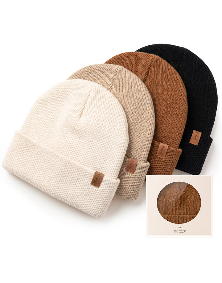 Konssy 4-Pack Baby Beanie Winter Hat for Newborn Infant Boy Girl 0-36 Month