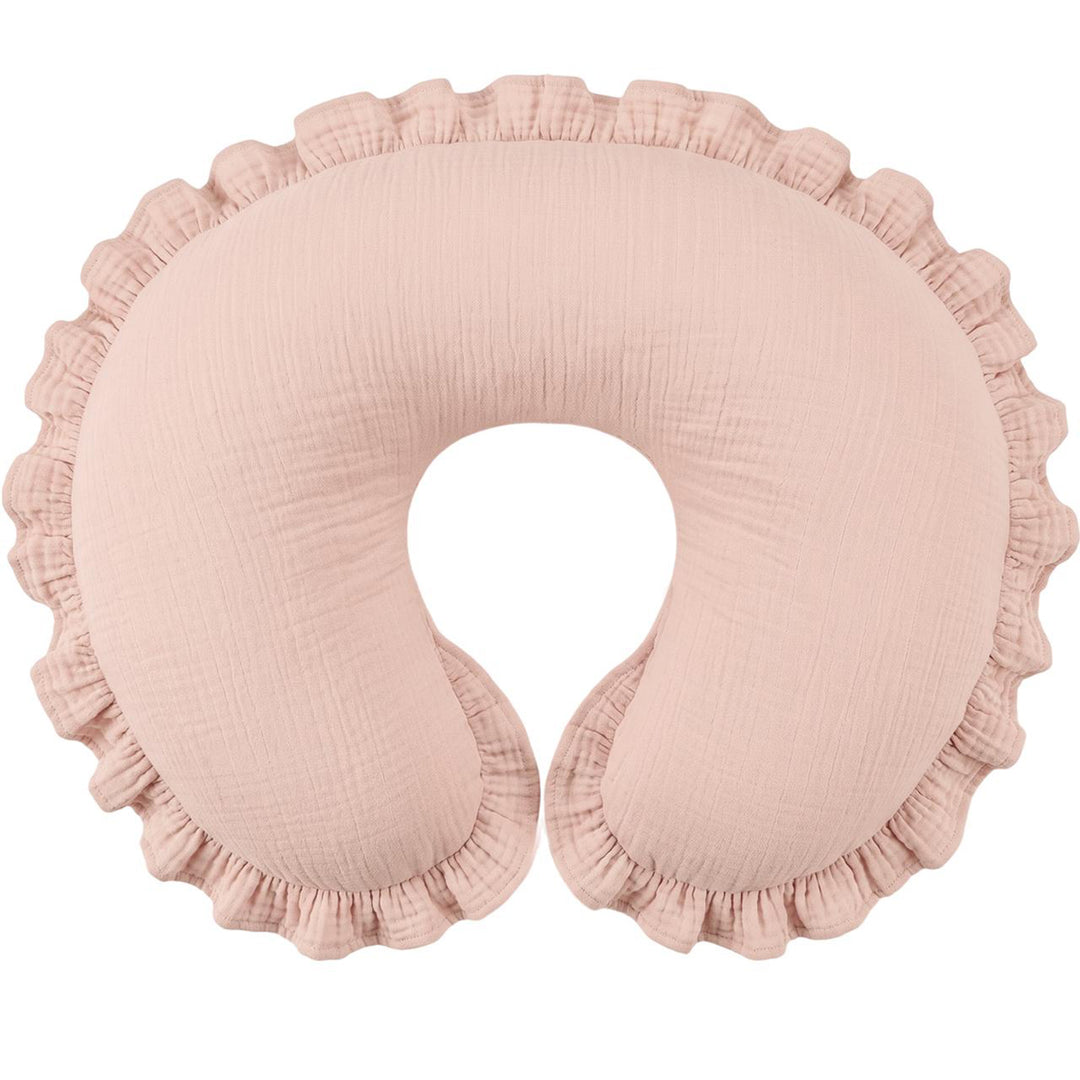 Konssy 100% Muslin Cotton Soft Nursing Pillow Covers with Ruffle Trim Covers Only, Breathable & Machine Washable Slipcover, Baby Breastfeeding Pillow Cover for Newborn Boys & Girls, in gift box