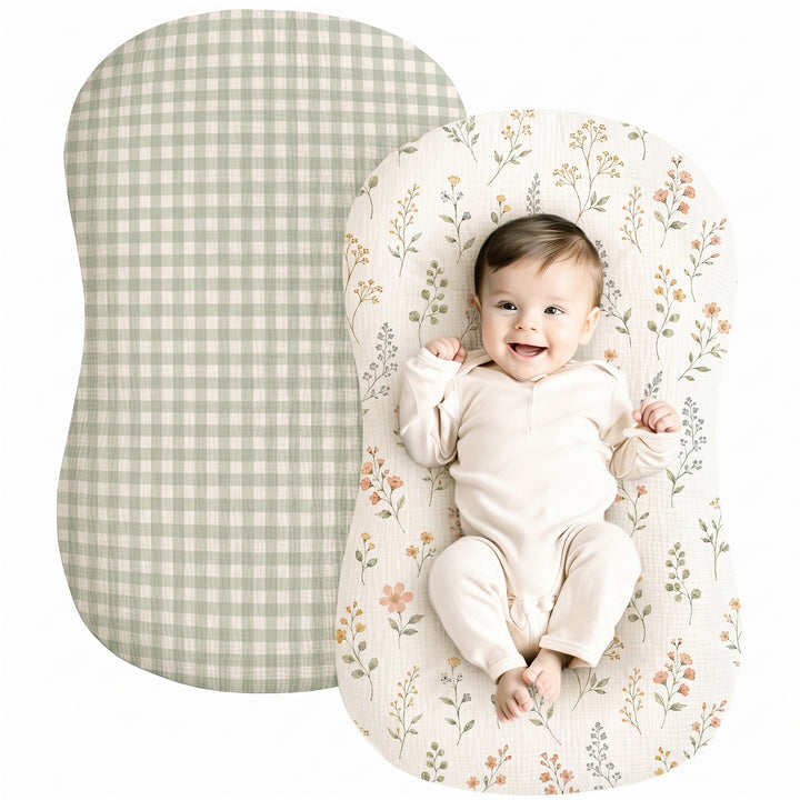 Konssy 2 Pack Muslin Baby Lounger Covers, Covers Only, 30.7" x 20"
