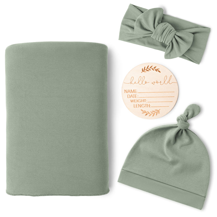 Newborn Receiving Blanket with Matching Headband and Beanie Set Baby Swaddle