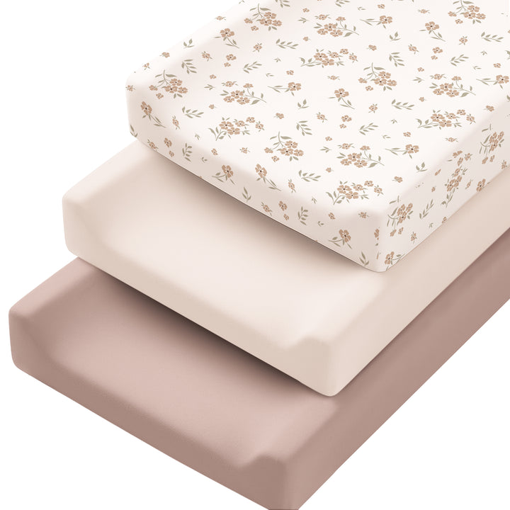 Konssy 3 Pack Stretchy Changing Pad Covers for Girl, Boy, Silky Soft Changing Table Cover, Breathable Baby Nursery Diaper Chang Pad Sheets