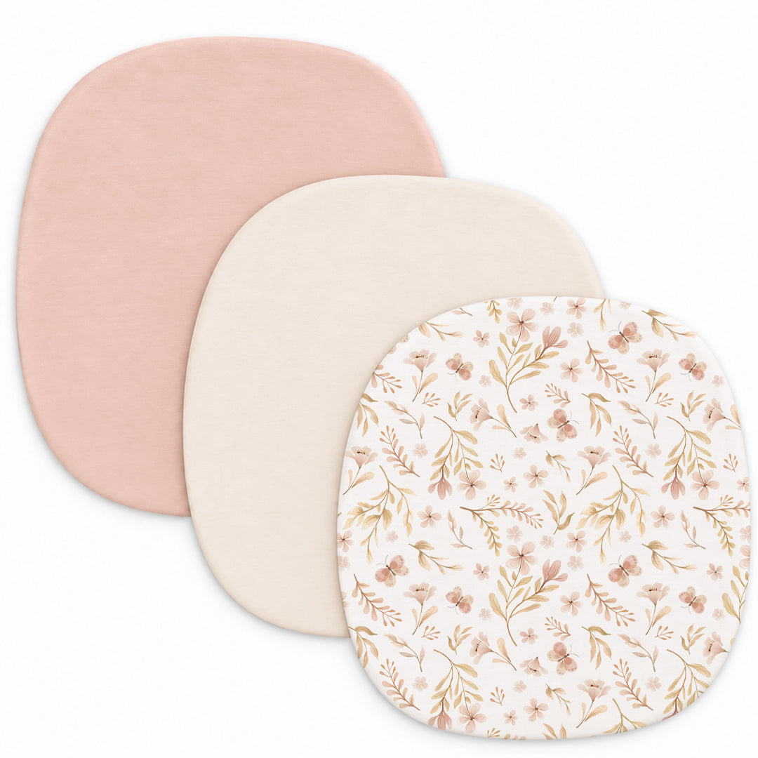 Konssy 3 Pack Stretchy Bassinet Sheets for Baby Girls and Boys, 24"x21"