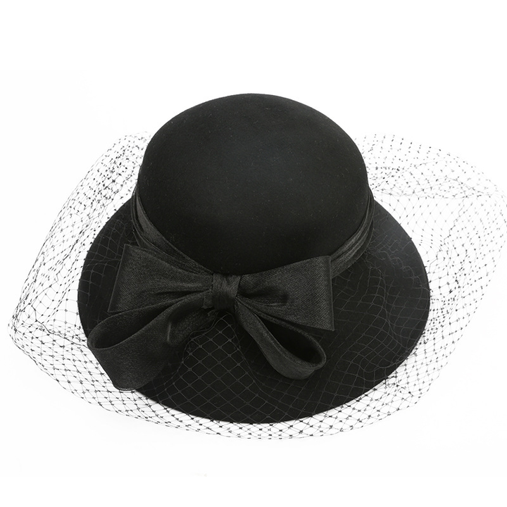 Top Hat Black Veil Hair Clip Flower Decor Top Hat