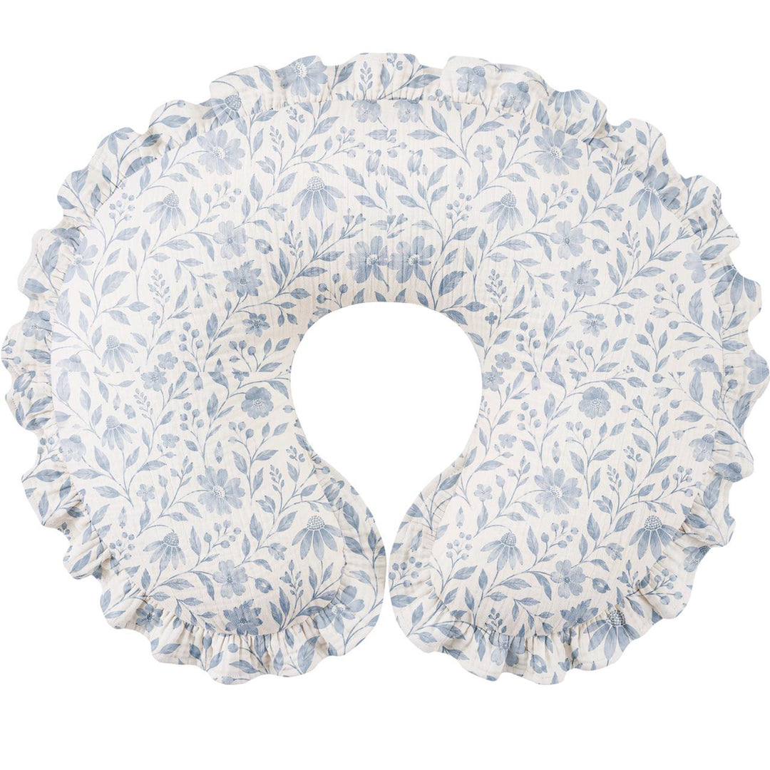 Konssy 100% Muslin Cotton Soft Nursing Pillow Covers with Ruffle Trim Covers Only, Breathable & Machine Washable Slipcover, Baby Breastfeeding Pillow Cover for Newborn Boys & Girls, in gift box