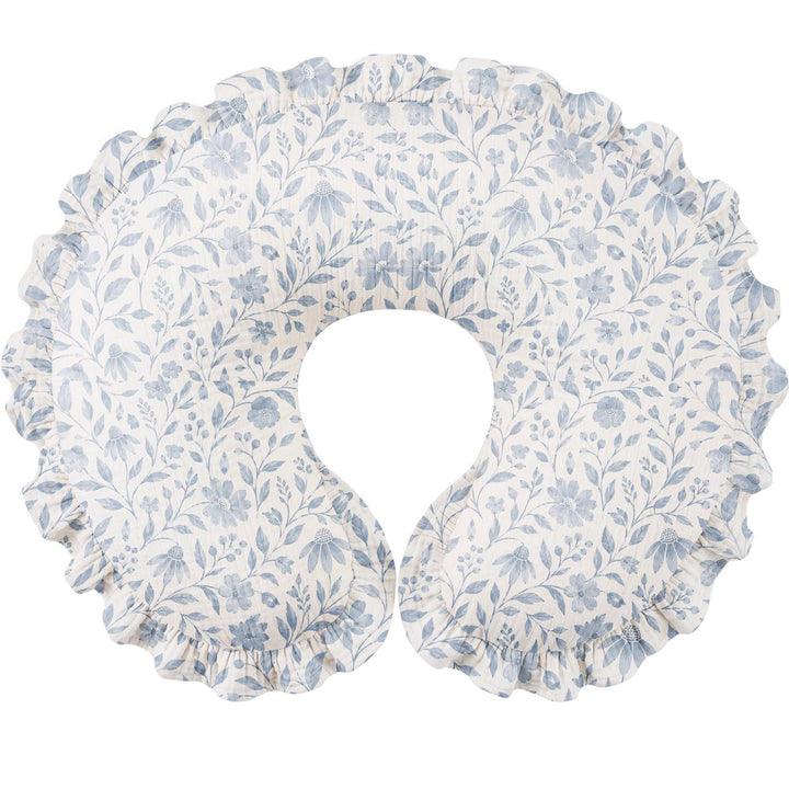 Konssy 100% Muslin Cotton Soft Nursing Pillow Covers with Ruffle Trim Covers Only, Breathable & Machine Washable Slipcover, Baby Breastfeeding Pillow Cover for Newborn Boys & Girls, in gift box