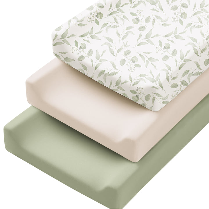 Konssy 3 Pack Stretchy Changing Pad Covers for Girl, Boy, Silky Soft Changing Table Cover, Breathable Baby Nursery Diaper Chang Pad Sheets