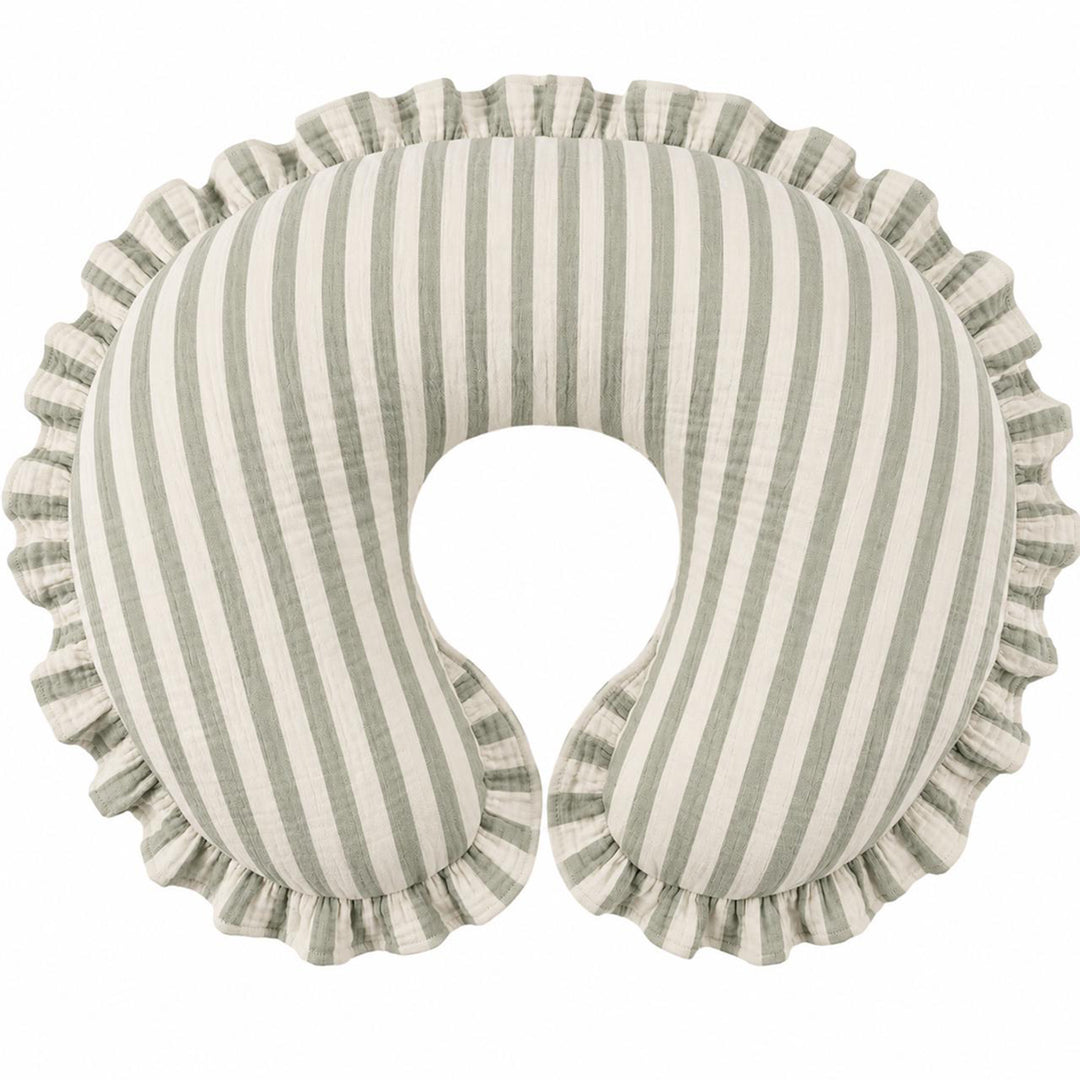 Konssy 100% Muslin Cotton Soft Nursing Pillow Covers with Ruffle Trim Covers Only, Breathable & Machine Washable Slipcover, Baby Breastfeeding Pillow Cover for Newborn Boys & Girls, in gift box