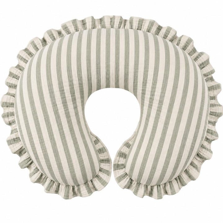 Konssy 100% Muslin Cotton Soft Nursing Pillow Covers with Ruffle Trim Covers Only, Breathable & Machine Washable Slipcover, Baby Breastfeeding Pillow Cover for Newborn Boys & Girls, in gift box
