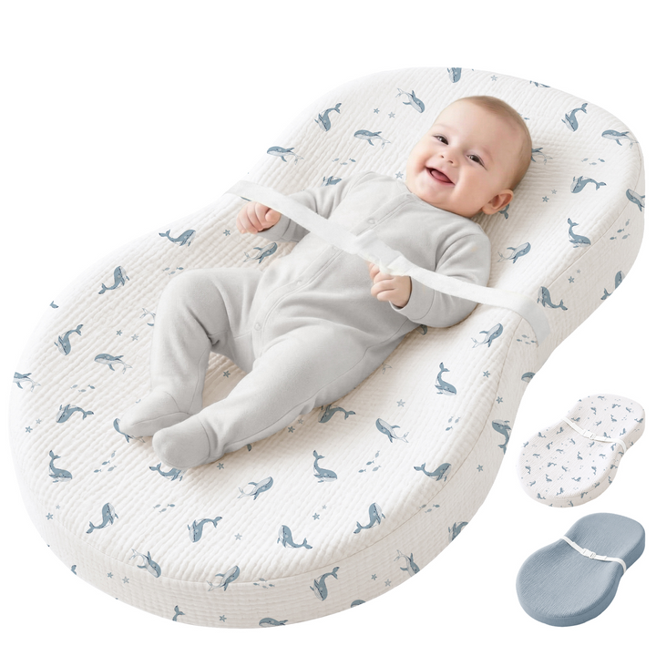 Konssy Muslin Changing Pad with Waterproof Lining Foam, Includes 2 Pack Soft & Cotton Cover, Baby Diaper Changing Pad for Dresser or Table, 32x18 inches