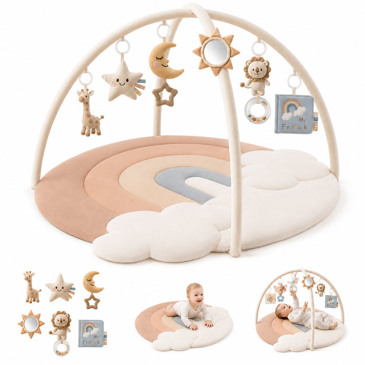 Konssy Baby Play Gym & Activity Mat, Oversized Flower-Shaped Tummy Time Mat