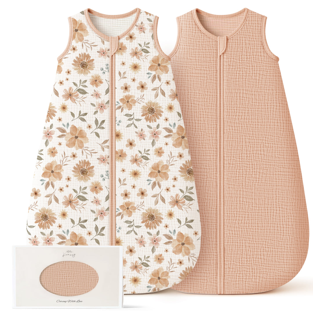 Konssy Muslin Baby Sleep Sack 0-6 Months, 0.8 TOG Baby Wearable Blanket