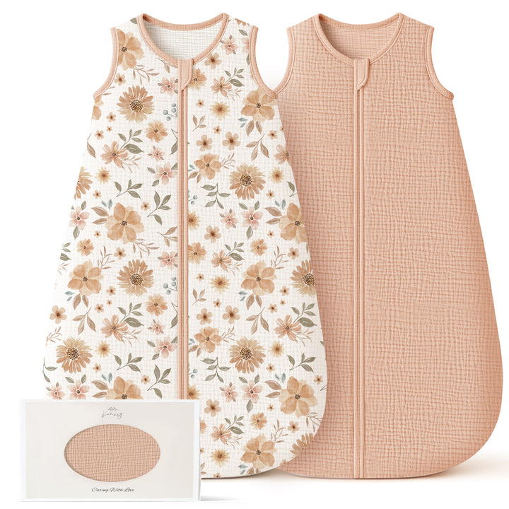 Konssy Muslin Baby Sleep Sack 0-6 Months, 0.8 TOG Baby Wearable Blanket