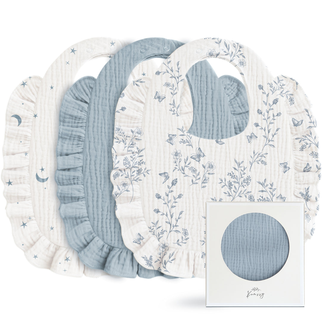 Konssy Muslin Baby Bibs for Girls – Soft 100% Cotton Drool Bibs