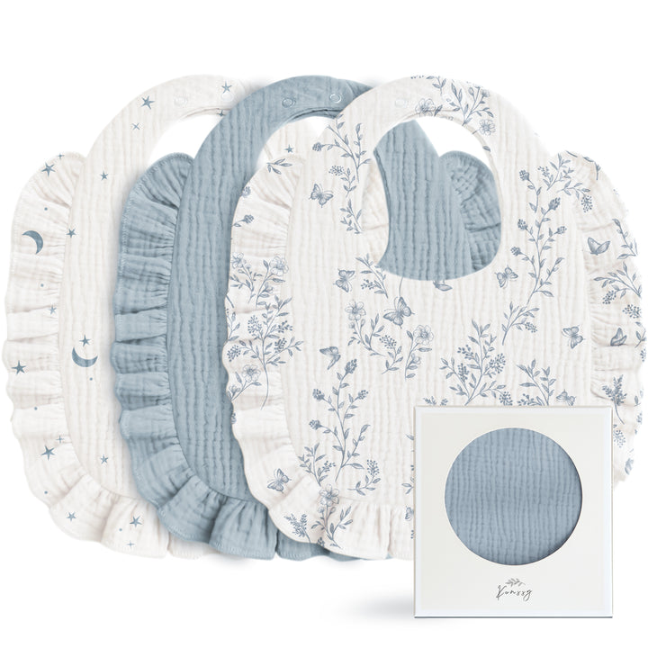 Konssy Muslin Baby Bibs for Girls – Soft 100% Cotton Drool Bibs