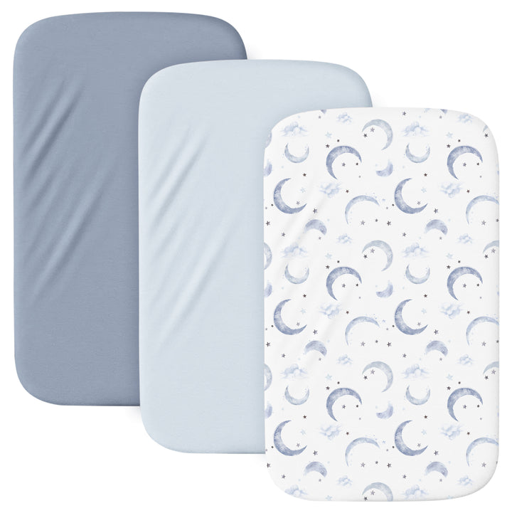 Konssy Silky Soft Bassinet Sheets 3 Pack, Ultra-Stretchy Bassinet Mattress Sheets 33"x 21" for Baby Girl Boy