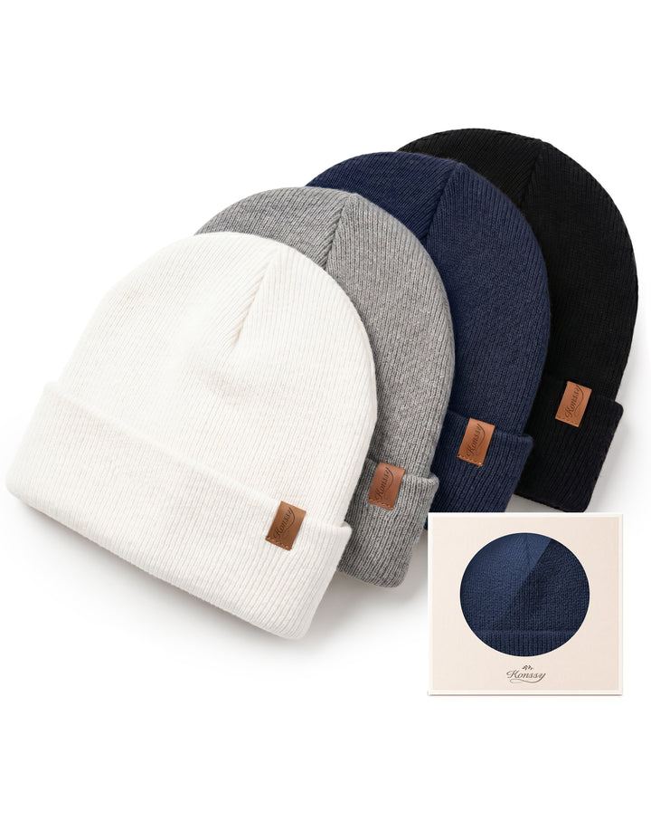 Konssy 4-Pack Baby Beanie Winter Hat for Newborn Infant Boy Girl 0-36 Month