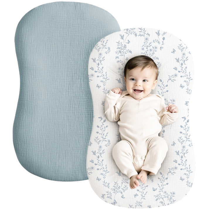 Konssy 2 Pack Muslin Baby Lounger Covers, Covers Only, 30.7" x 20"