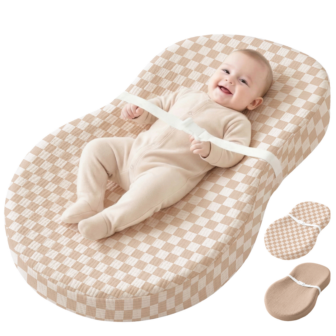 Konssy Muslin Changing Pad with Waterproof Lining Foam, Includes 2 Pack Soft & Cotton Cover, Baby Diaper Changing Pad for Dresser or Table, 32x18 inches
