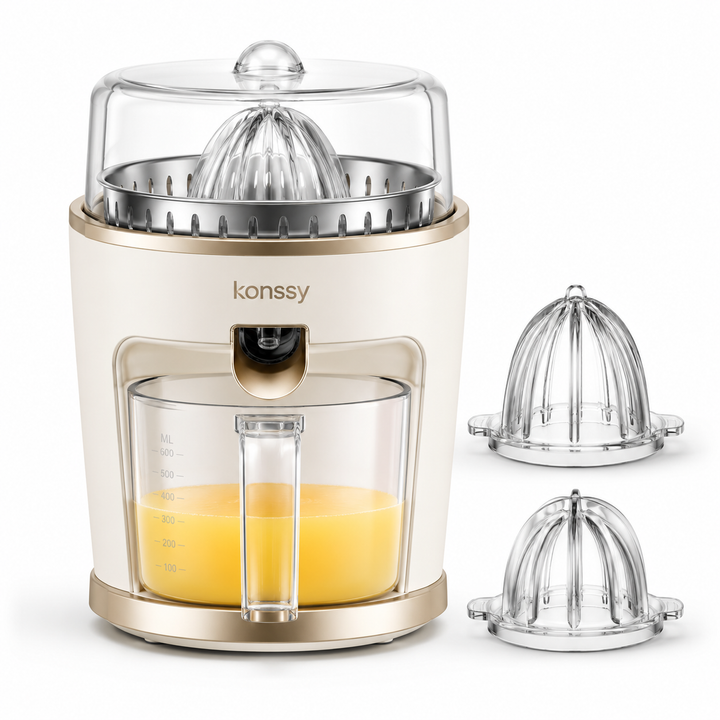 Konssy Electric Citrus Juicer Machine, Orange Lemon Lime Grapefruit Juice Extractor with 2 Reamer Sizes