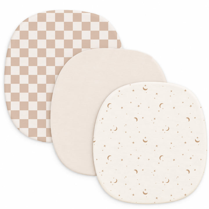 Konssy 3 Pack Stretchy Bassinet Sheets for Baby Girls and Boys, 24"x21"