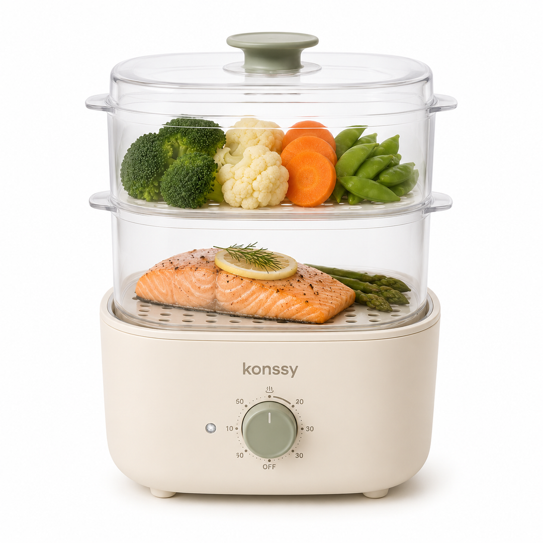 Konssy Electric Food Steamer, 2-Tier Vegetable Steamer with BPA-Free Baskets