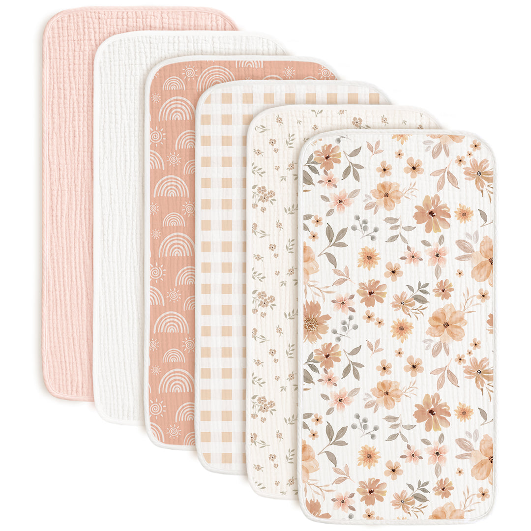 Konssy 6-Pack Muslin Baby Burp Cloths
