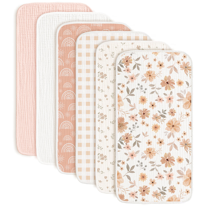 Konssy 6-Pack Muslin Baby Burp Cloths