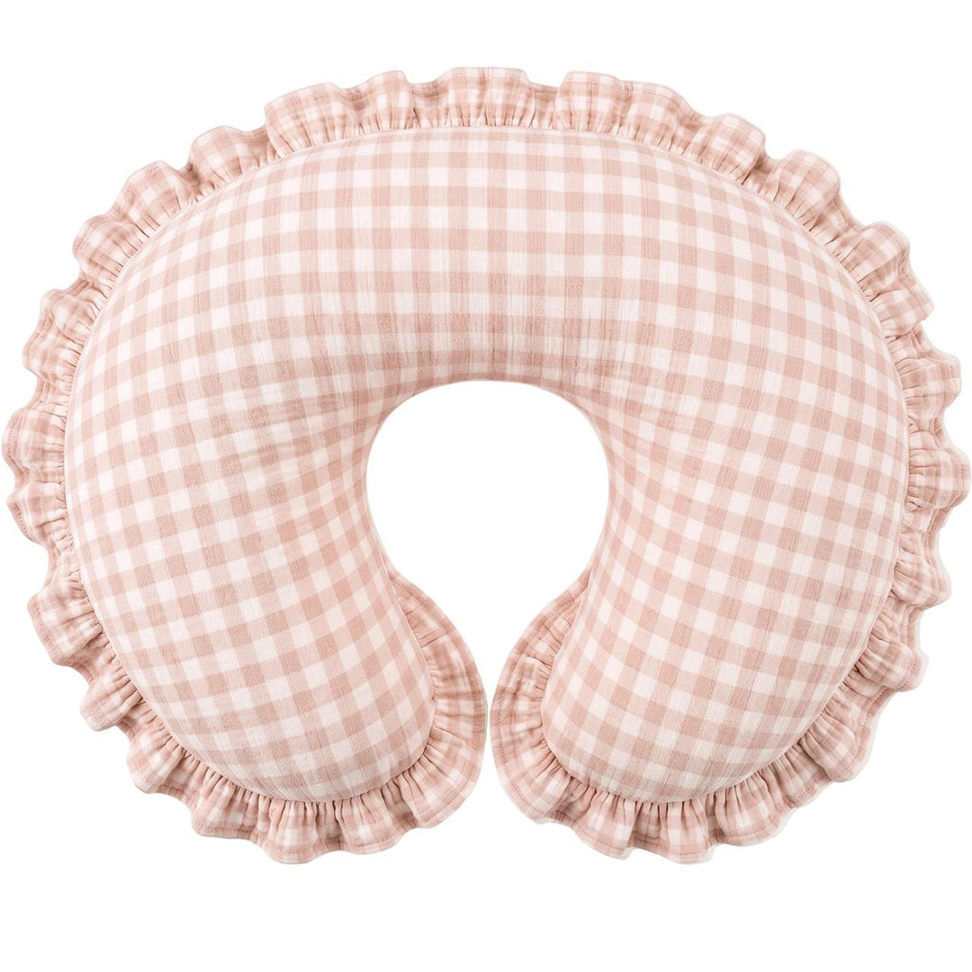 Konssy 100% Muslin Cotton Soft Nursing Pillow Covers with Ruffle Trim Covers Only, Breathable & Machine Washable Slipcover, Baby Breastfeeding Pillow Cover for Newborn Boys & Girls, in gift box