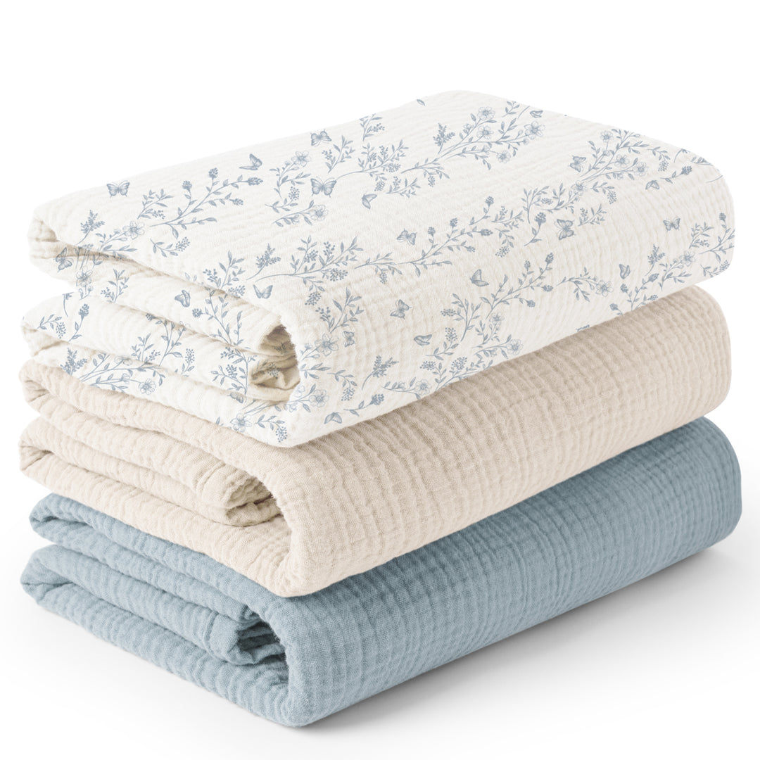 Konssy 3-Pack Muslin Baby Swaddle Blankets, 47 x 47 in Receiving Blankets