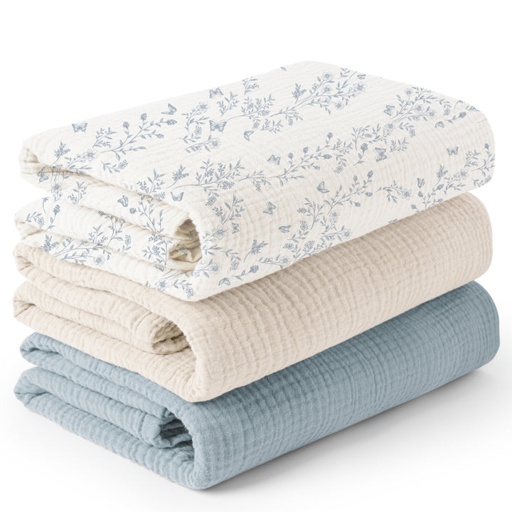 Konssy 3-Pack Muslin Baby Swaddle Blankets, 47 x 47 in Receiving Blankets