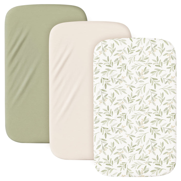 Konssy Silky Soft Bassinet Sheets 3 Pack, Ultra-Stretchy Bassinet Mattress Sheets 33"x 21" for Baby Girl Boy