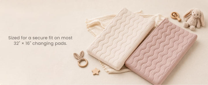 Konssy 2 Pack Quilted Muslin Changing Pad Cover, Waterproof Layer 32" x 16" - product details 8