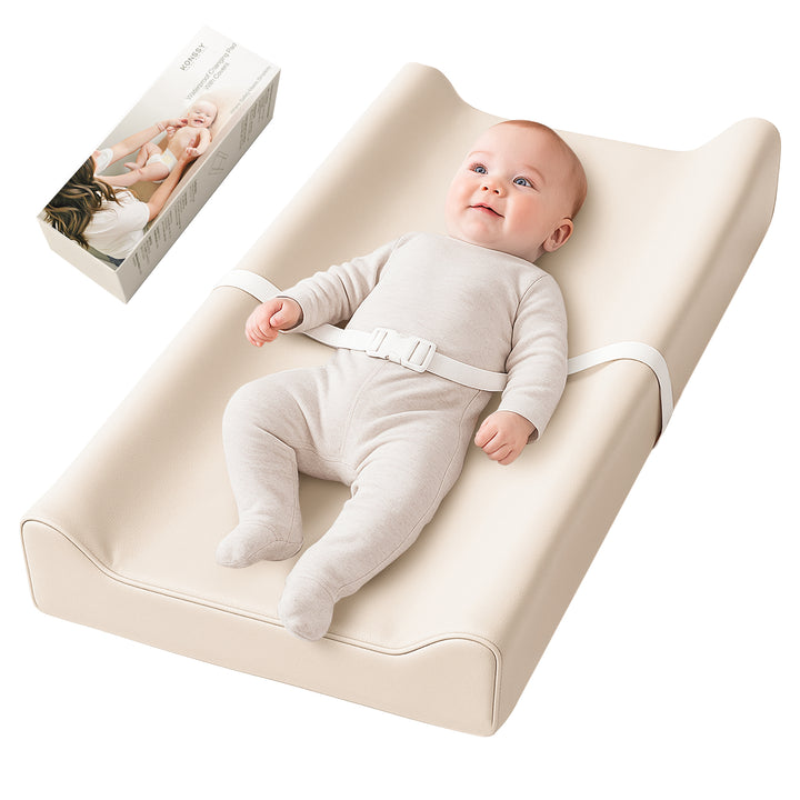 Konssy Vegan Leather Changing Pad with Waterproof Lining Foam