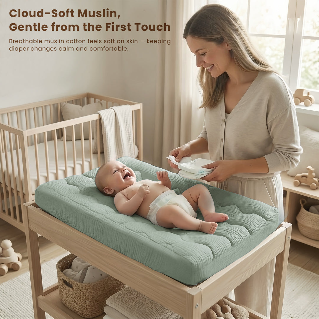 Konssy Waterproof Muslin Changing Pad Cover 2 Pack