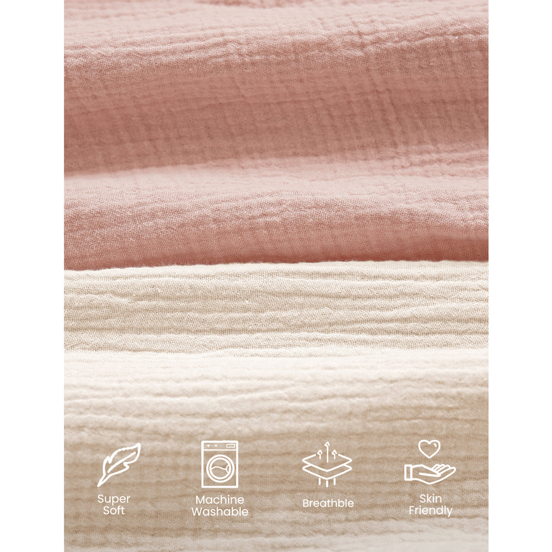 Konssy Muslin Crib Sheets for Girl Boy, 2 PCS Soft and Breathable Cotton Baby Sheets for Standard Crib Mattress, 38"x 24"
