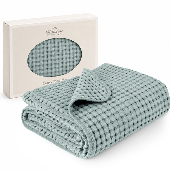 Konssy Waffle Baby Blanket for Boys & Girls, Soft Newborn Swaddle Blanket Waffle Knit, Cozy Crib Blanket Neutral for Nursery, Stroller & Toddler Bed, Machine Washable, 47" x 33"