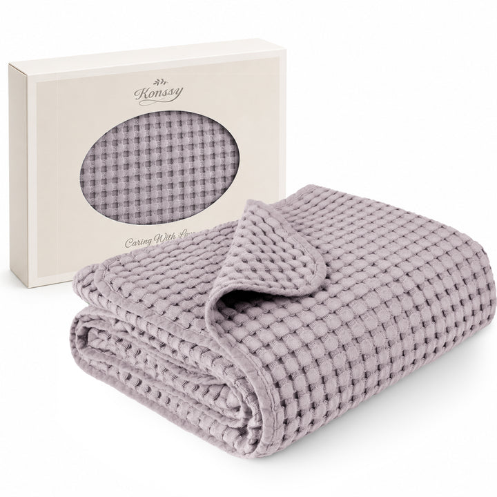Konssy Waffle Baby Blanket for Boys & Girls, Soft Newborn Swaddle Blanket Waffle Knit, Cozy Crib Blanket Neutral for Nursery, Stroller & Toddler Bed, Machine Washable, 47" x 33"
