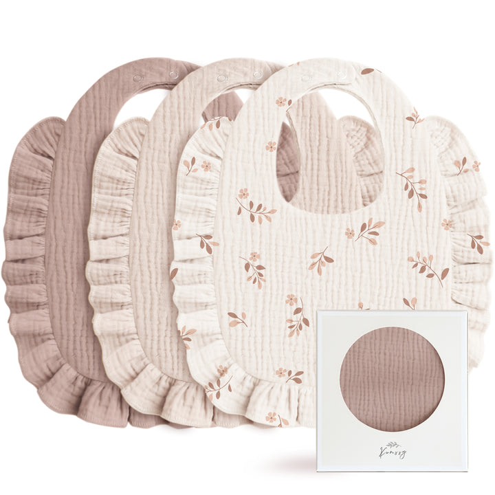 Konssy Muslin Baby Bibs for Girls – Soft 100% Cotton Drool Bibs