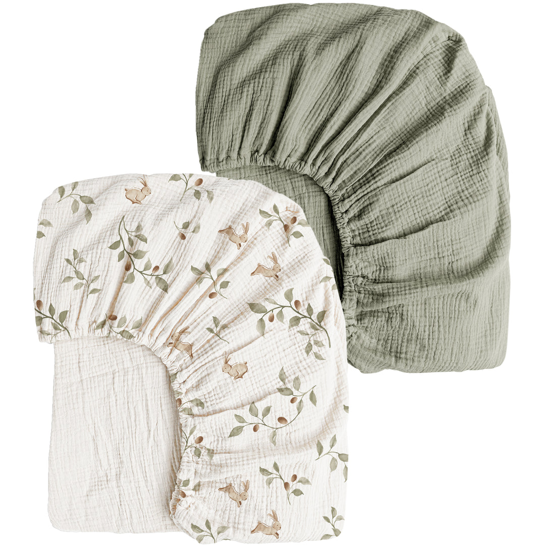 Muslin Fitted Crib Sheets 2 PCS