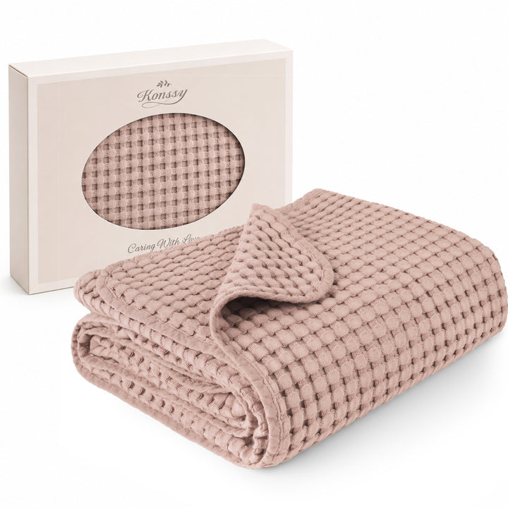 Konssy Waffle Baby Blanket for Boys & Girls, Soft Newborn Swaddle Blanket Waffle Knit, Cozy Crib Blanket Neutral for Nursery, Stroller & Toddler Bed, Machine Washable, 47" x 33"